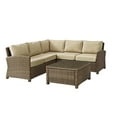 thumbnail image 1 of Crosley Bradenton 4Pc Outdoor Wicker Sectional Set Sangria/Weathered Brown - Right Corner Loveseat, Left Corner Loveseat, Corner Chair, & Sectional Glass Top Coffee Table-Color:Weathered Brown/Sand, 1 of 20