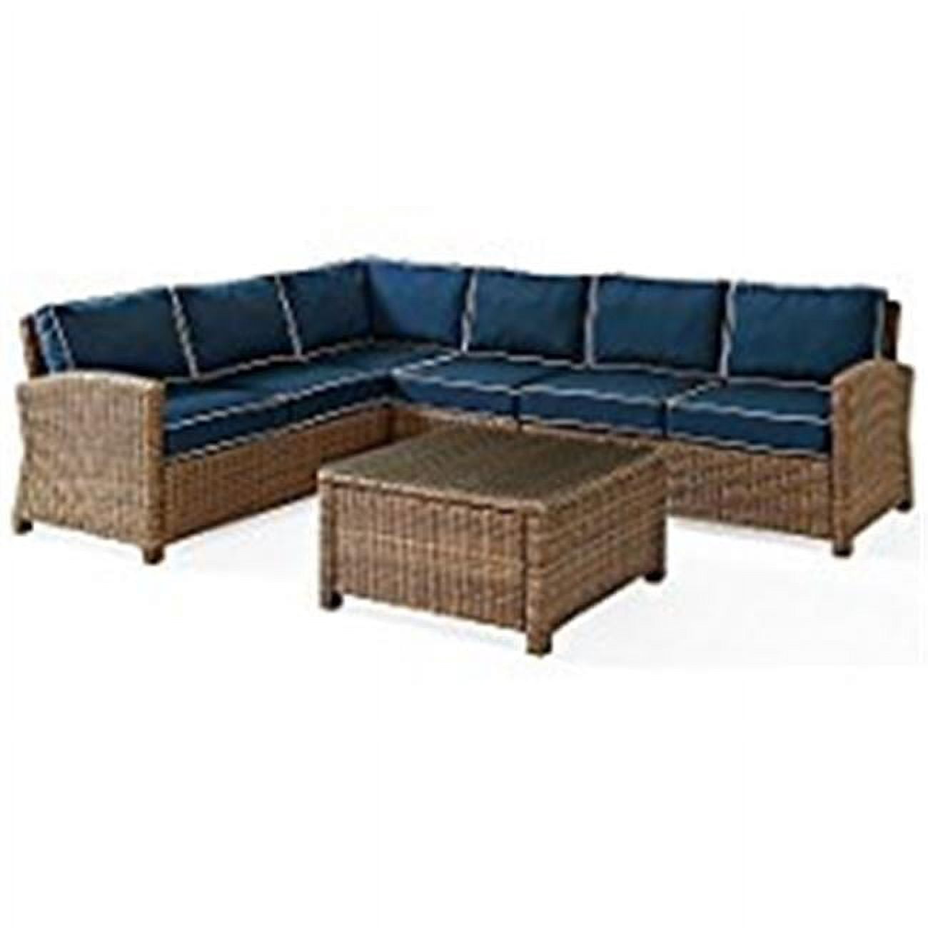 Crosley Bradenton 5 Piece Outdoor Wicker Seating Set, Navy