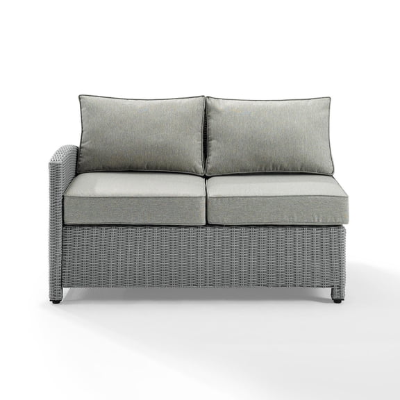 Crosley Bradenton Wicker Left Arm Patio Sectional Loveseat in Gray