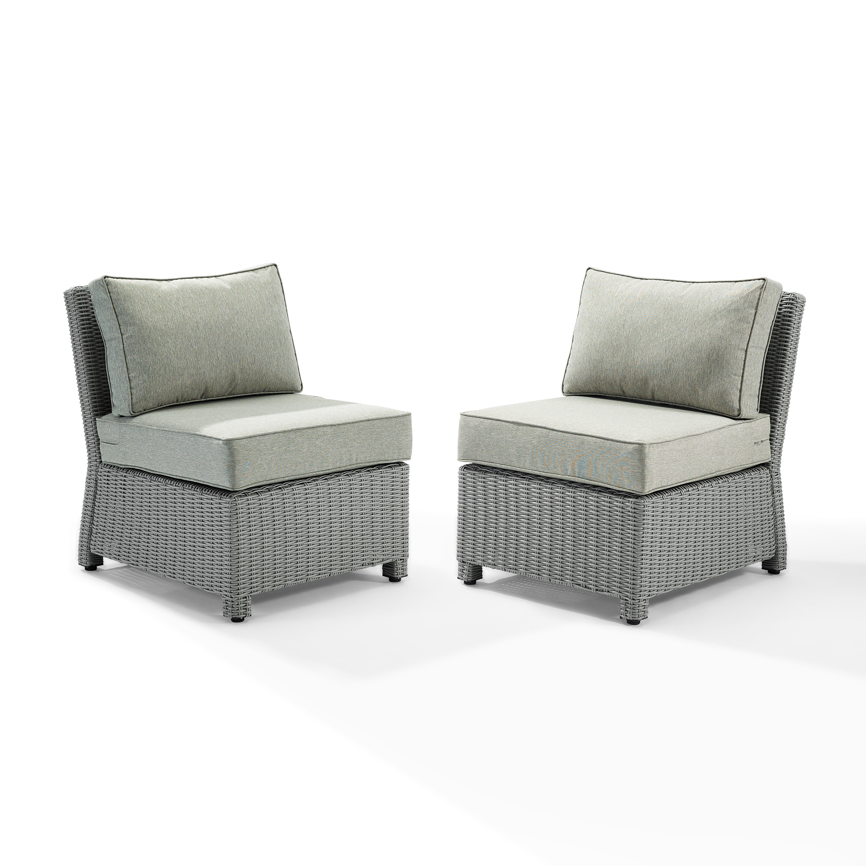 Crosley Bradenton Wicker Patio Armless Chair in Gray (Set of 2) - image 1 of 6
