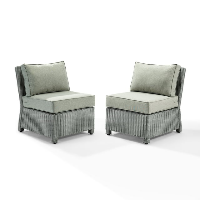 Crosley Bradenton Wicker Patio Armless Chair in Gray (Set of 2)