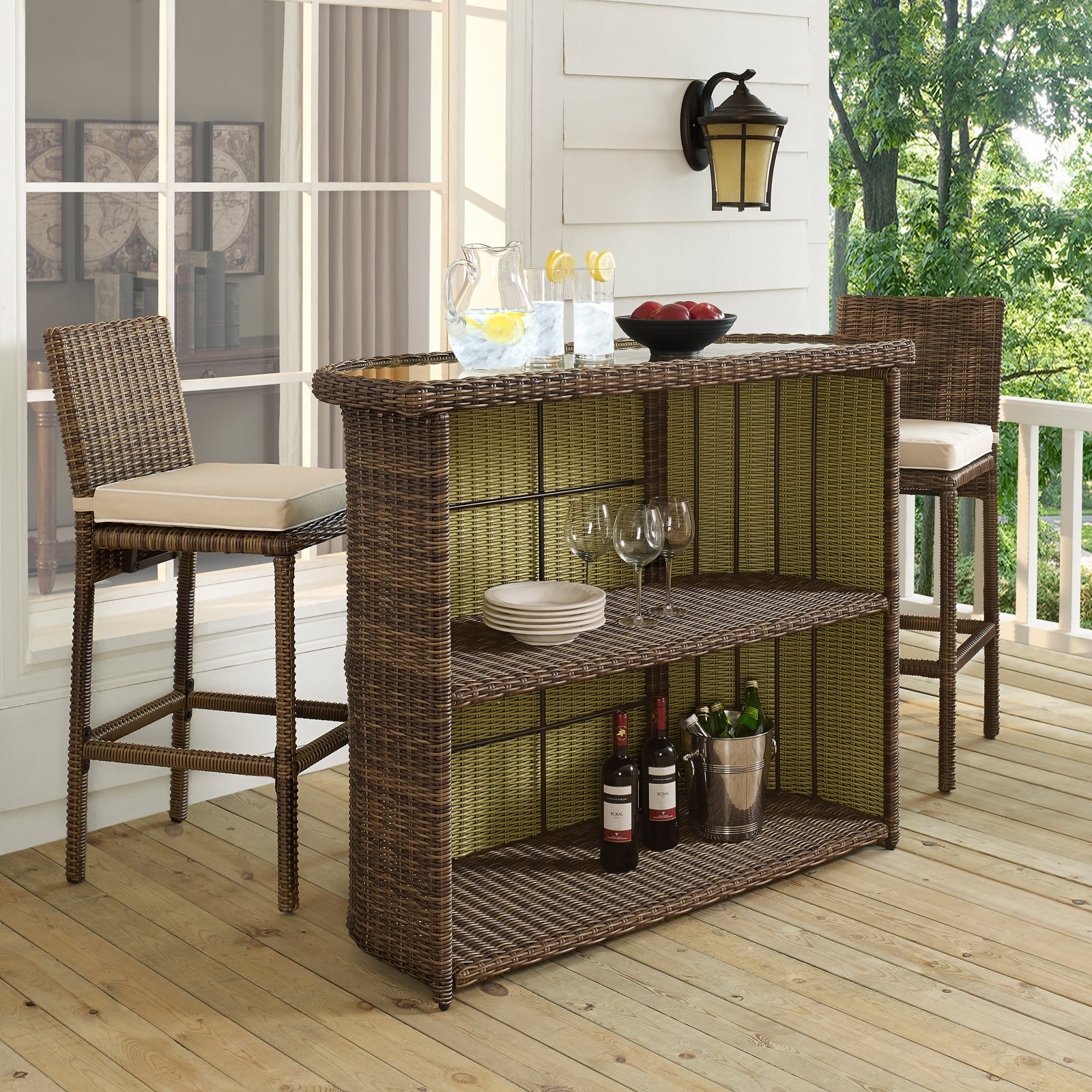 Crosley Bradenton Wicker Patio Bar in Brown Sansujyuku sansujyuku.com