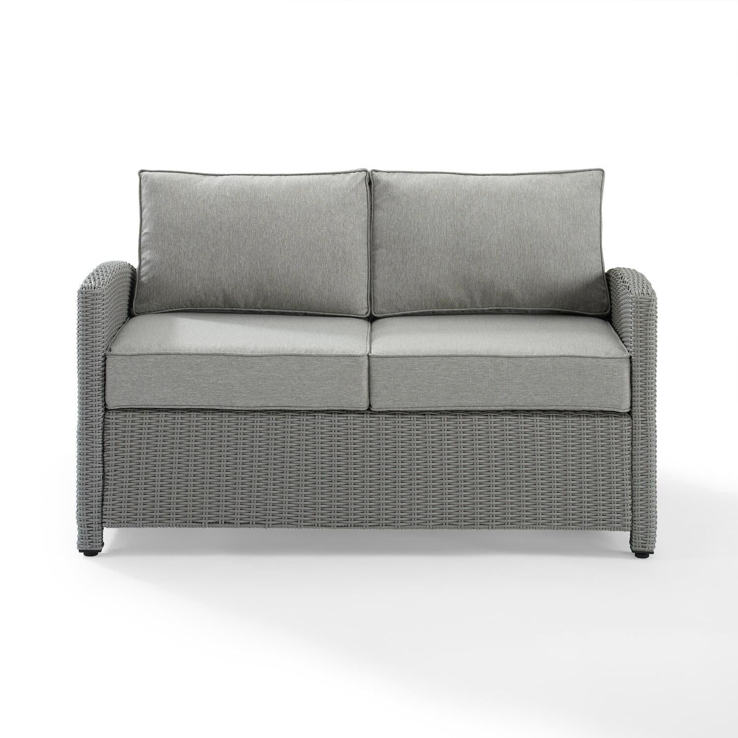 Crosley Bradenton Wicker Patio Loveseat in Gray