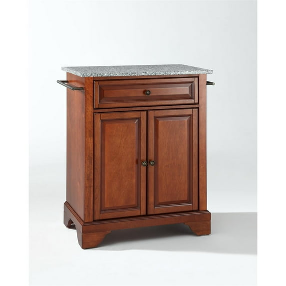 Crosley LaFayette Gray Granite Top Portable Kitchen Island in Cherry