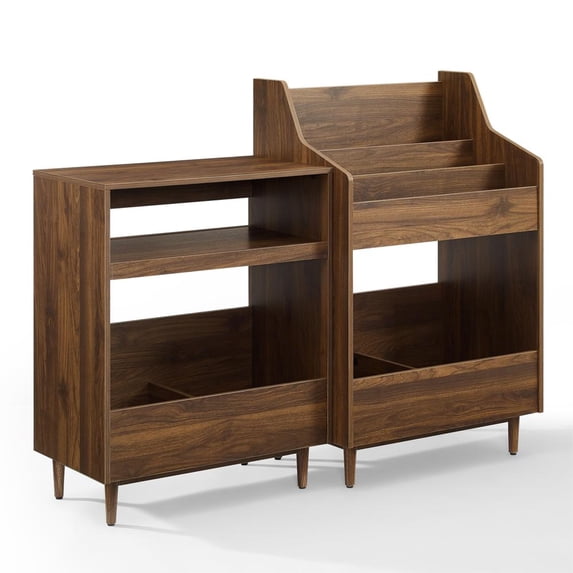 Crosley Furniture Liam 2-Piece Turntable Record Player Stand And Vinyl Storage, Mid Century Modern