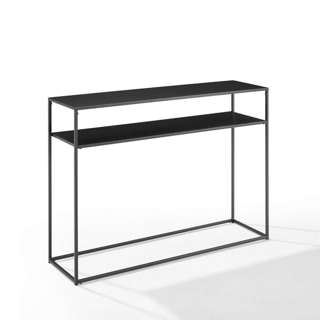 Streamlined Braxton Matte Black Steel Console Table with Storage