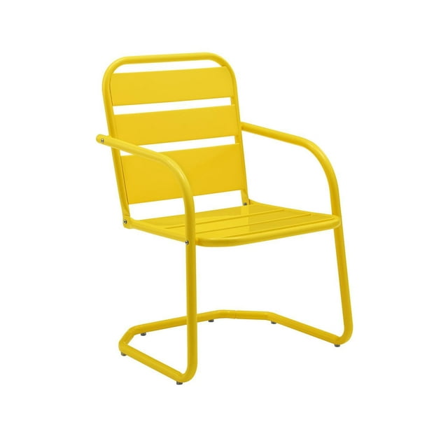 Crosley Brighton Metal Patio Chair in Yellow (Set of 2)