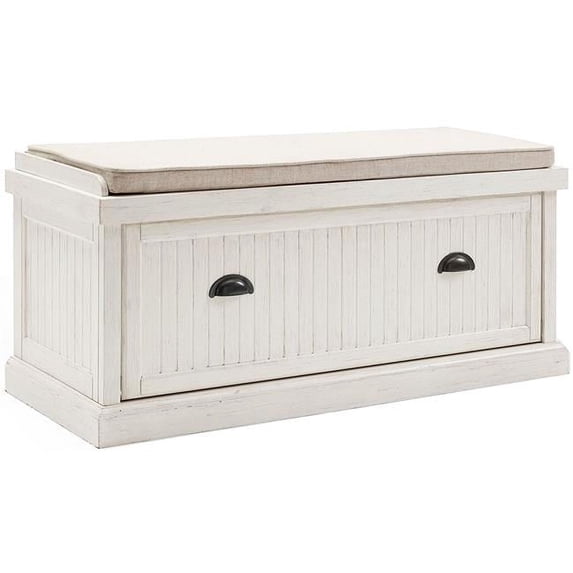 Crosley CF6011-WH Seaside Entryway Bench - Distressed White
