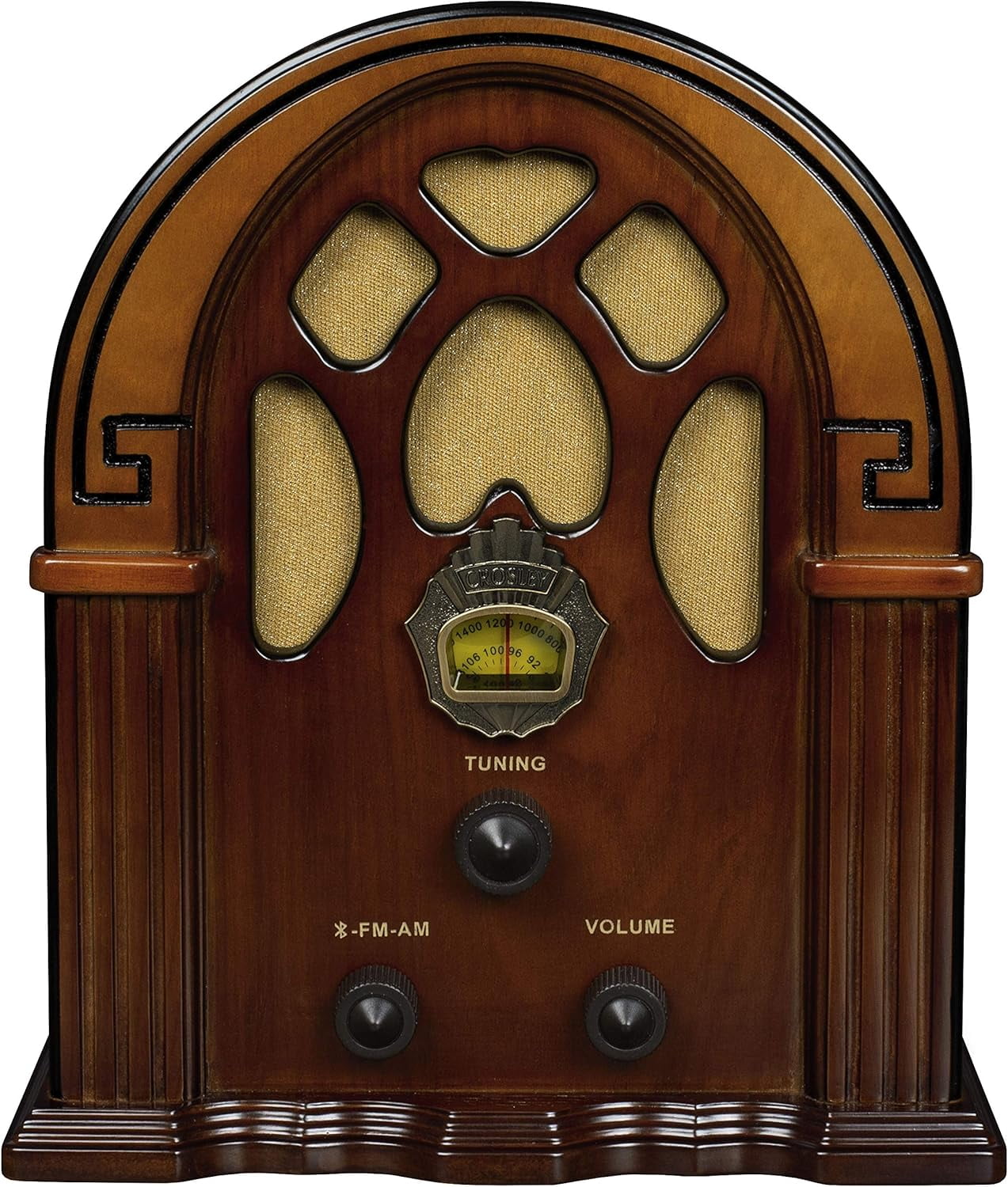 Walnut Cathedral Style Bluetooth AM/FM Tabletop Radio