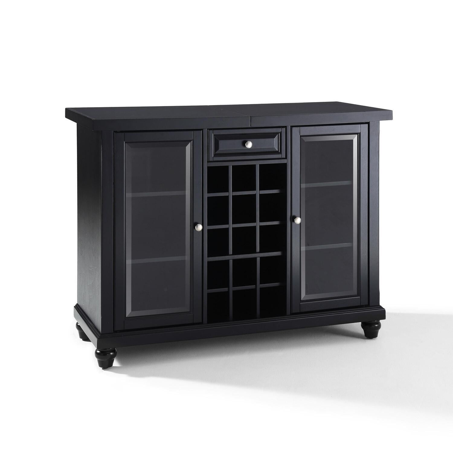 Cambridge 30" Black Hardwood Sliding Top Bar Cabinet