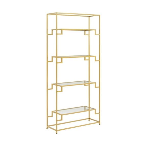 Crosley Celeste Etagere Bookcase, Gold, Steel, 4 Shelves