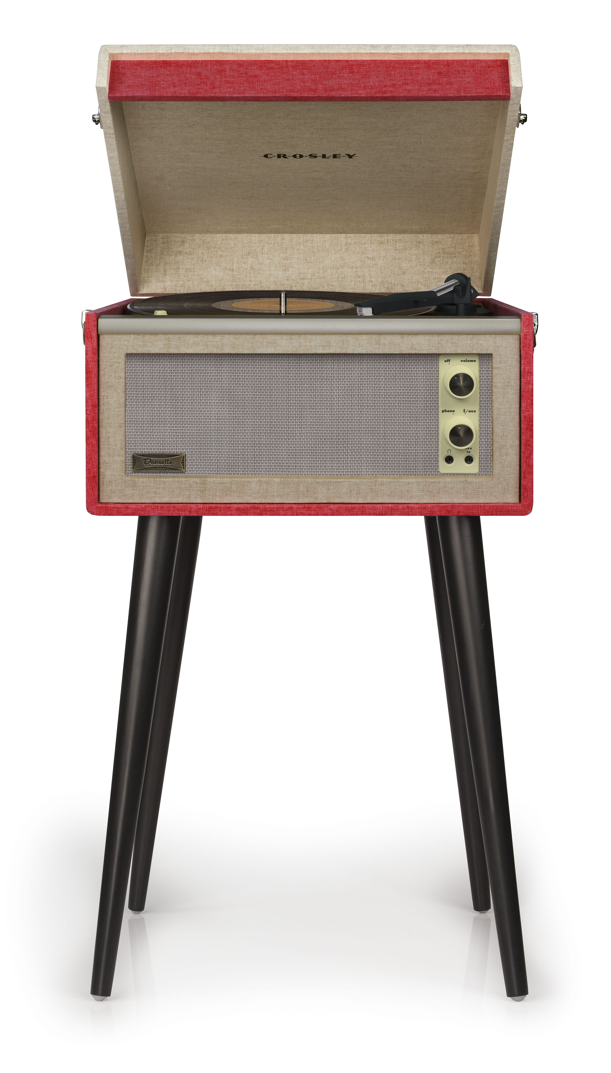 Crosley Dansette Bermuda Bluetooth Portable Suitcase Record Player with 2-speed Turntable - Red - CR6233D-RE - image 1 of 7