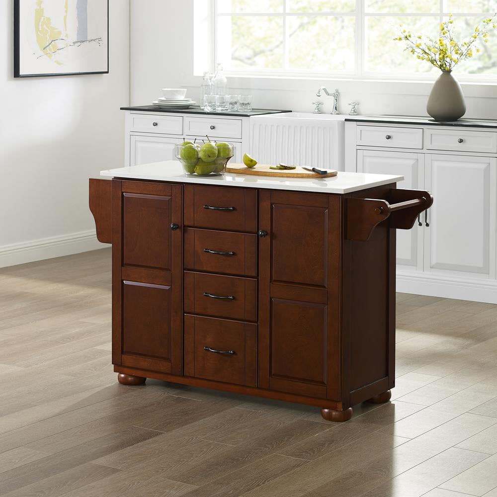 Eleanor Mahogany and White Granite Top Kitchen Island