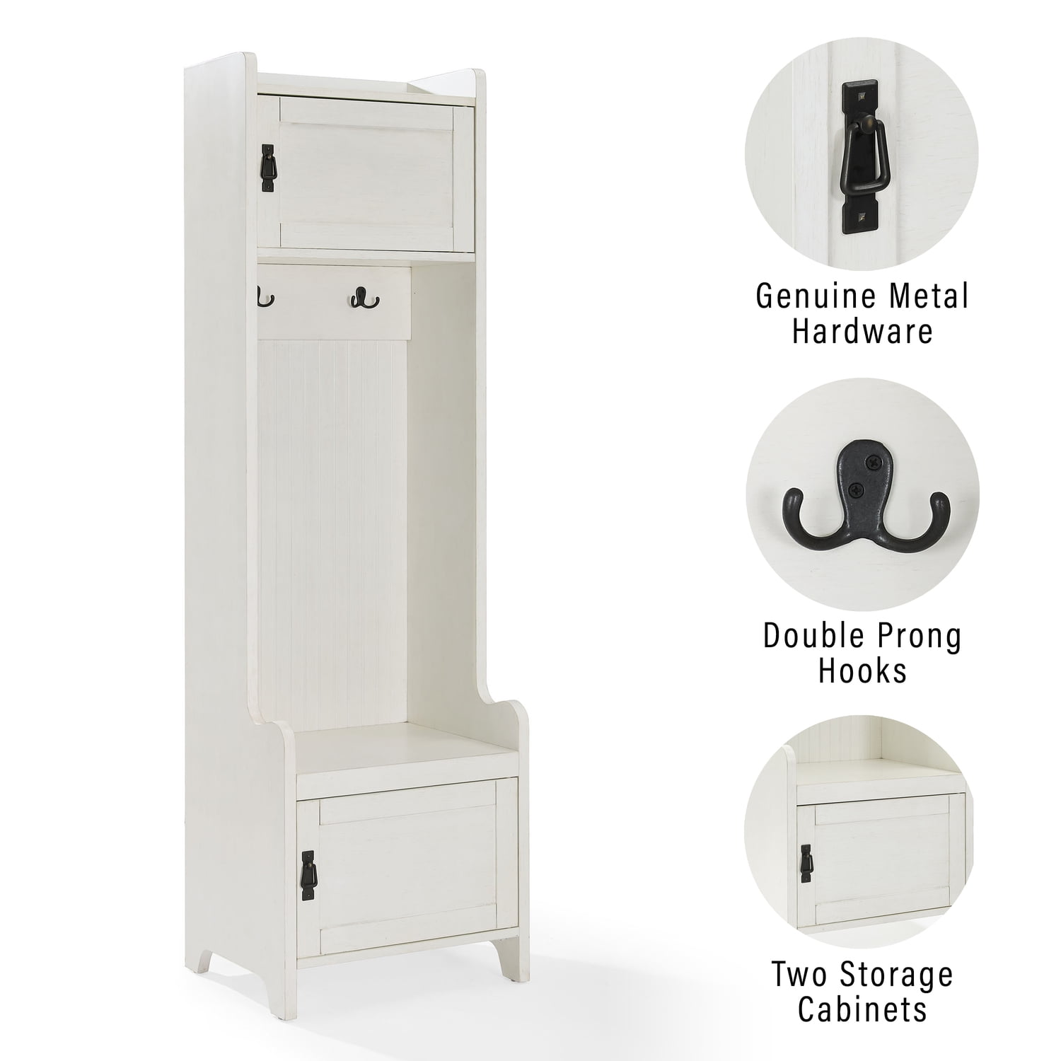 White Birch Hall Tree with Storage and Coat Rack