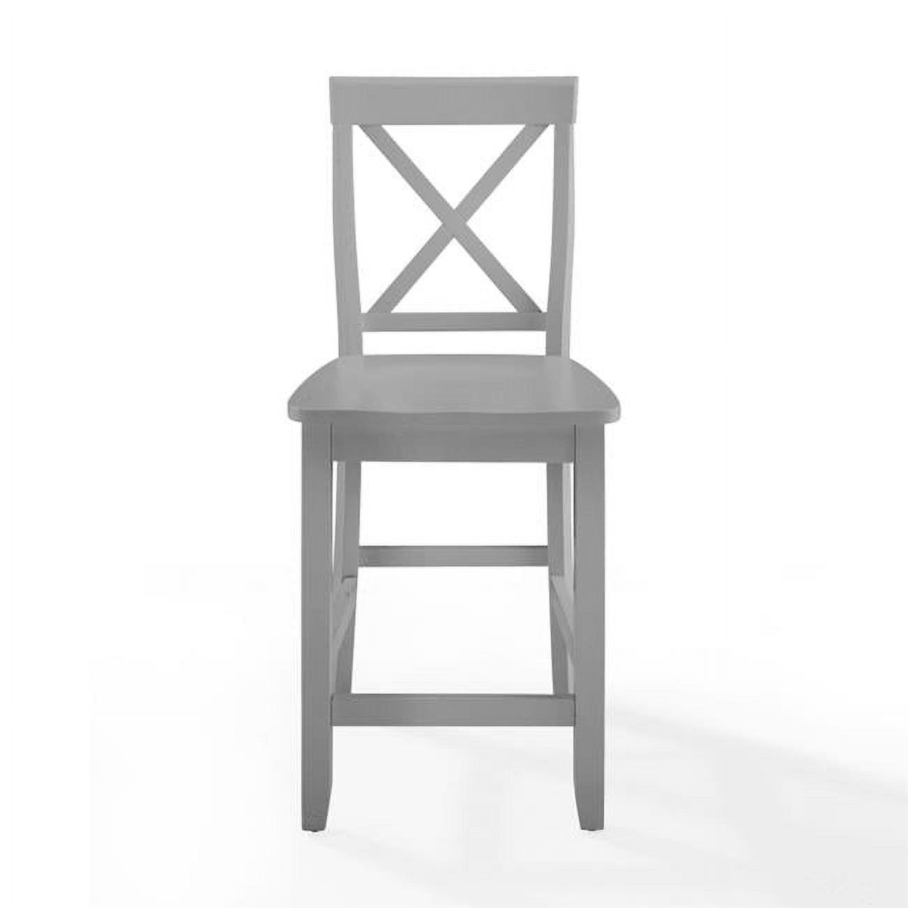 Curved X-Back Gray Wood Counter Stool Set, 24-inch - 2 Pieces