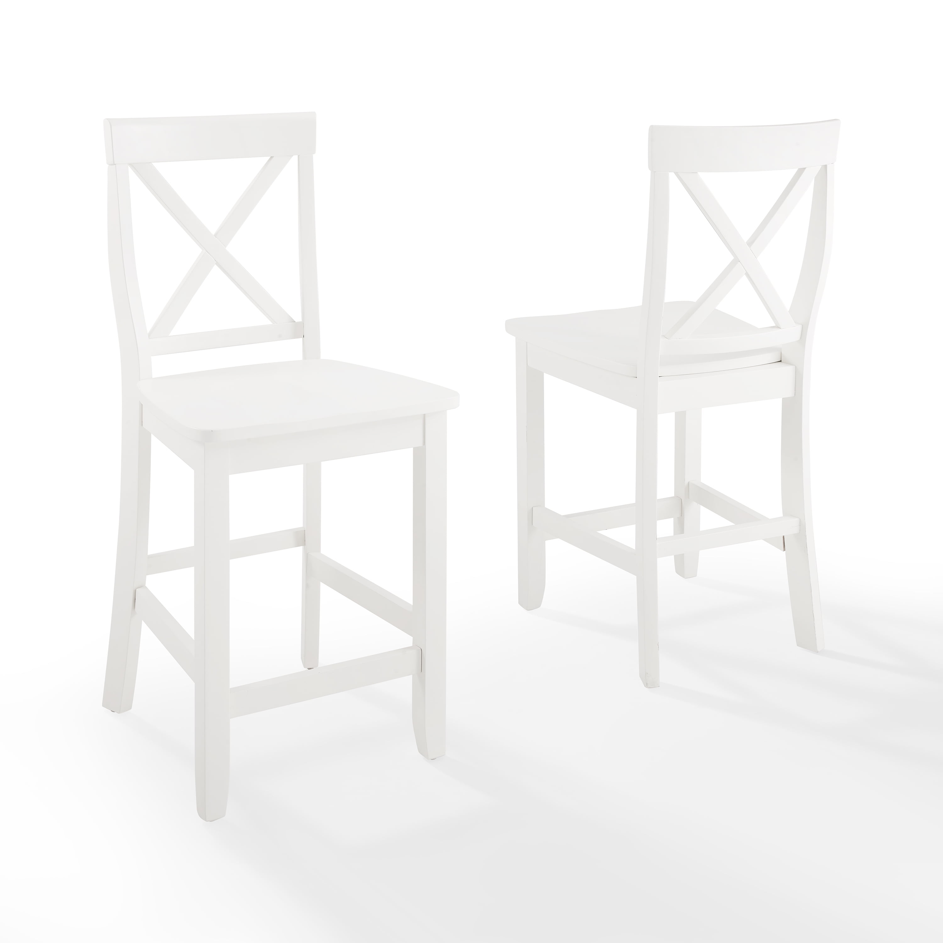 Classic White Solid Wood X-Back 24" Counter Stool Set