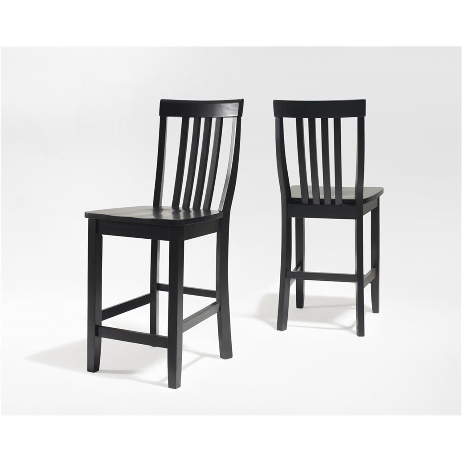 Black 24" Solid Wood School House Counter Stools, Set of 2