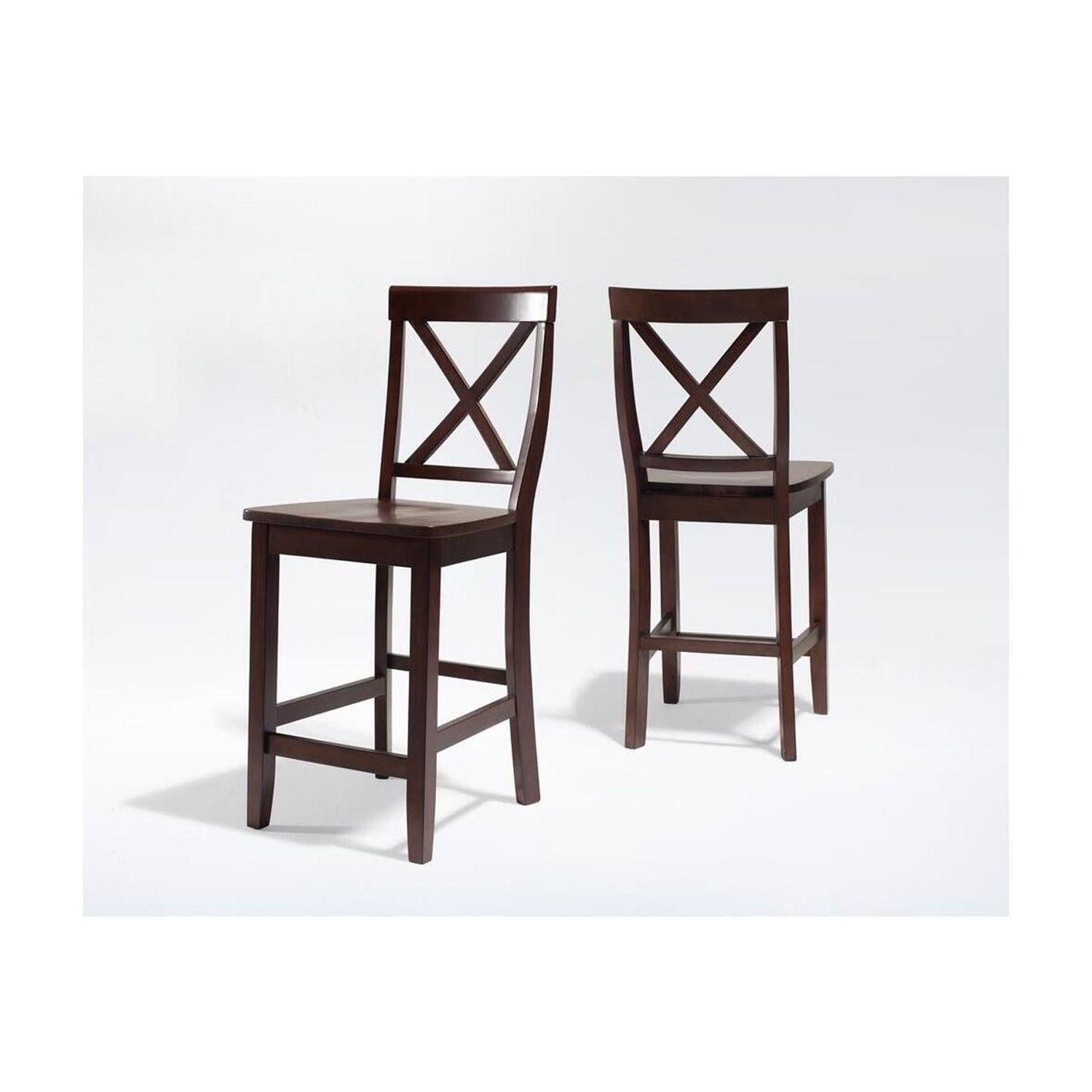 Vintage Mahogany Hand-Rubbed Hardwood 24" Counter Stool Set