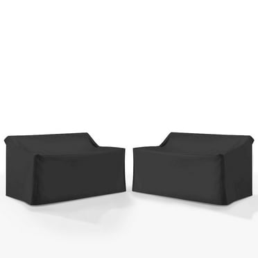 Crosley Furniture 2Pc Outdoor Loveseat Furniture Cover Set in Black