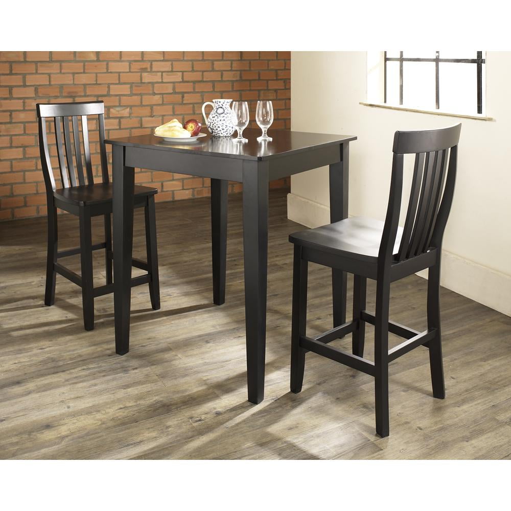 Elegant 3-Piece Black Pub Set with Contoured School House Stools