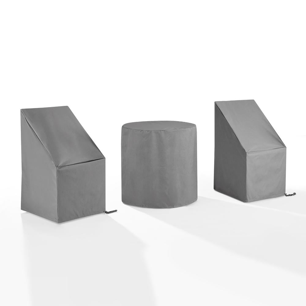 Gray Vinyl 3-Piece Outdoor Bistro Furniture Cover Set