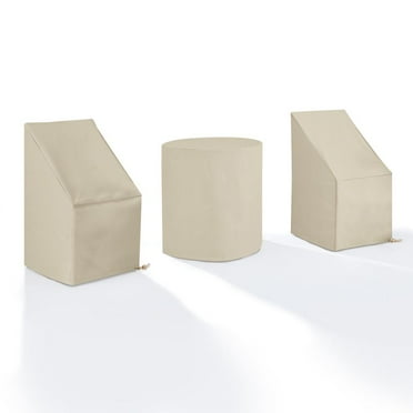 Crosley Furniture 3-Piece Vinyl Outdoor Bistro Furniture Cover Set in Tan