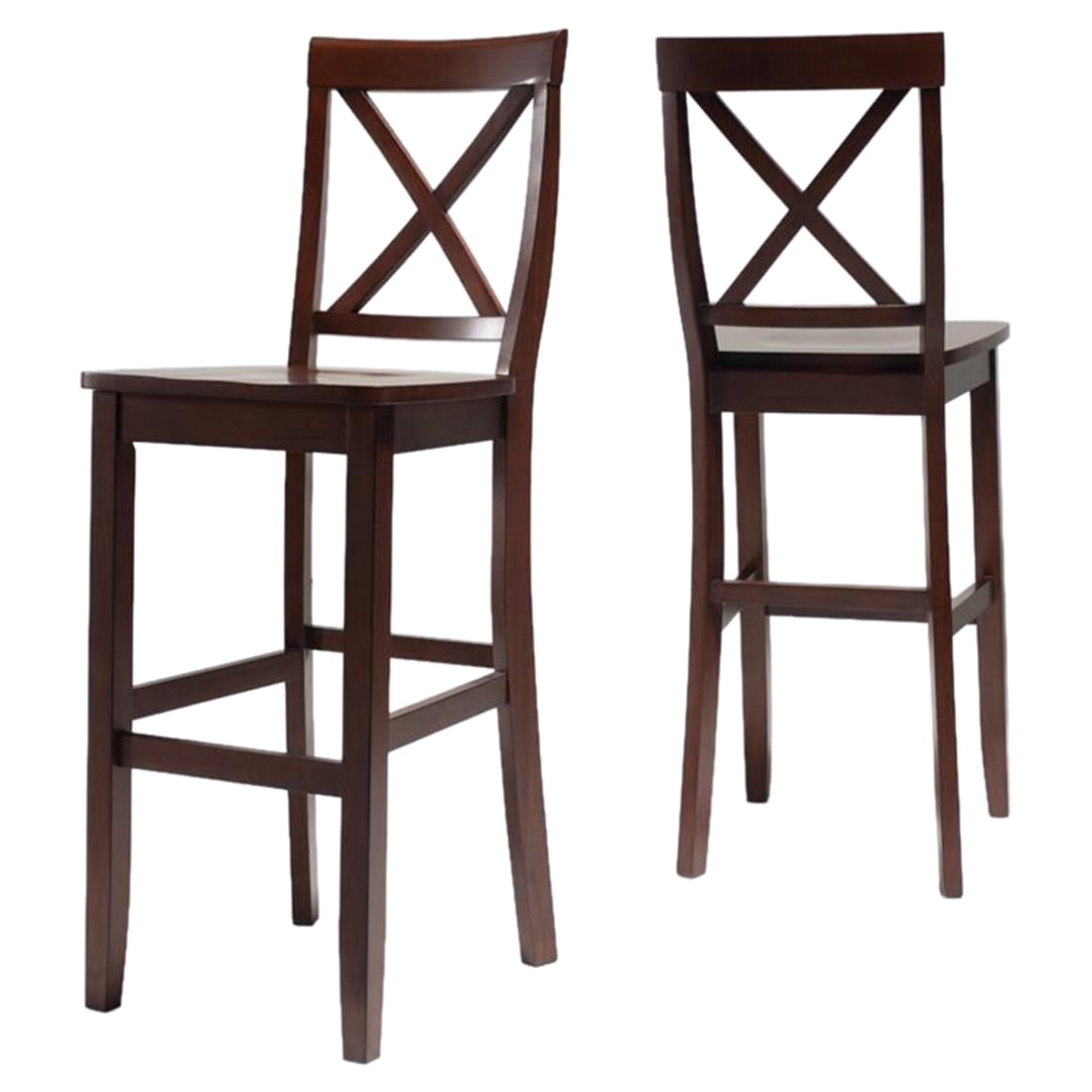 Crosley Furniture 30" Wood X Back Bar Stool in Mahogany (Set of 2)
