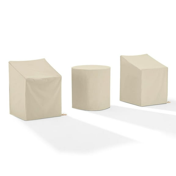 Crosley Furniture 3PC Vinyl Outdoor Bistro Furniture Cover Set in Tan