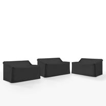 Crosley Furniture 3Pc Outdoor Sectional Furniture Cover Set in Black