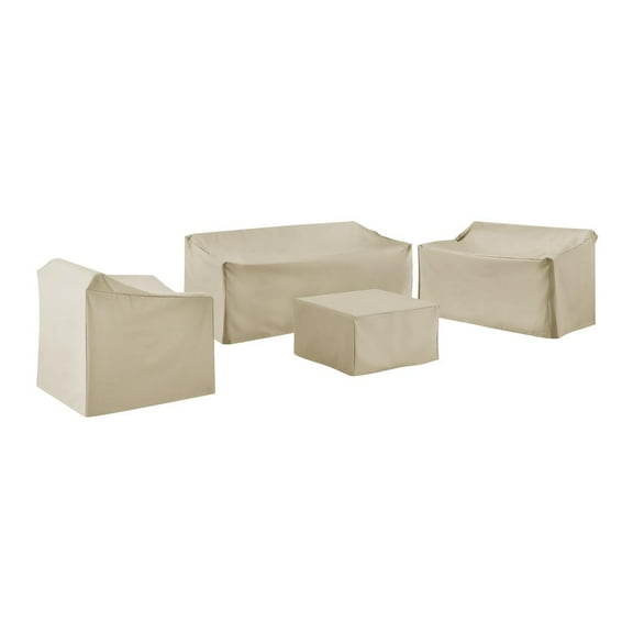 Crosley Furniture 4 Piece Outdoor Vinyl Sofa Cover Set in Tan