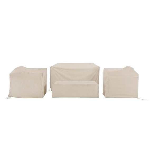 Crosley Furniture 4 Piece Patio Vinyl Loveseat Cover Set in Tan