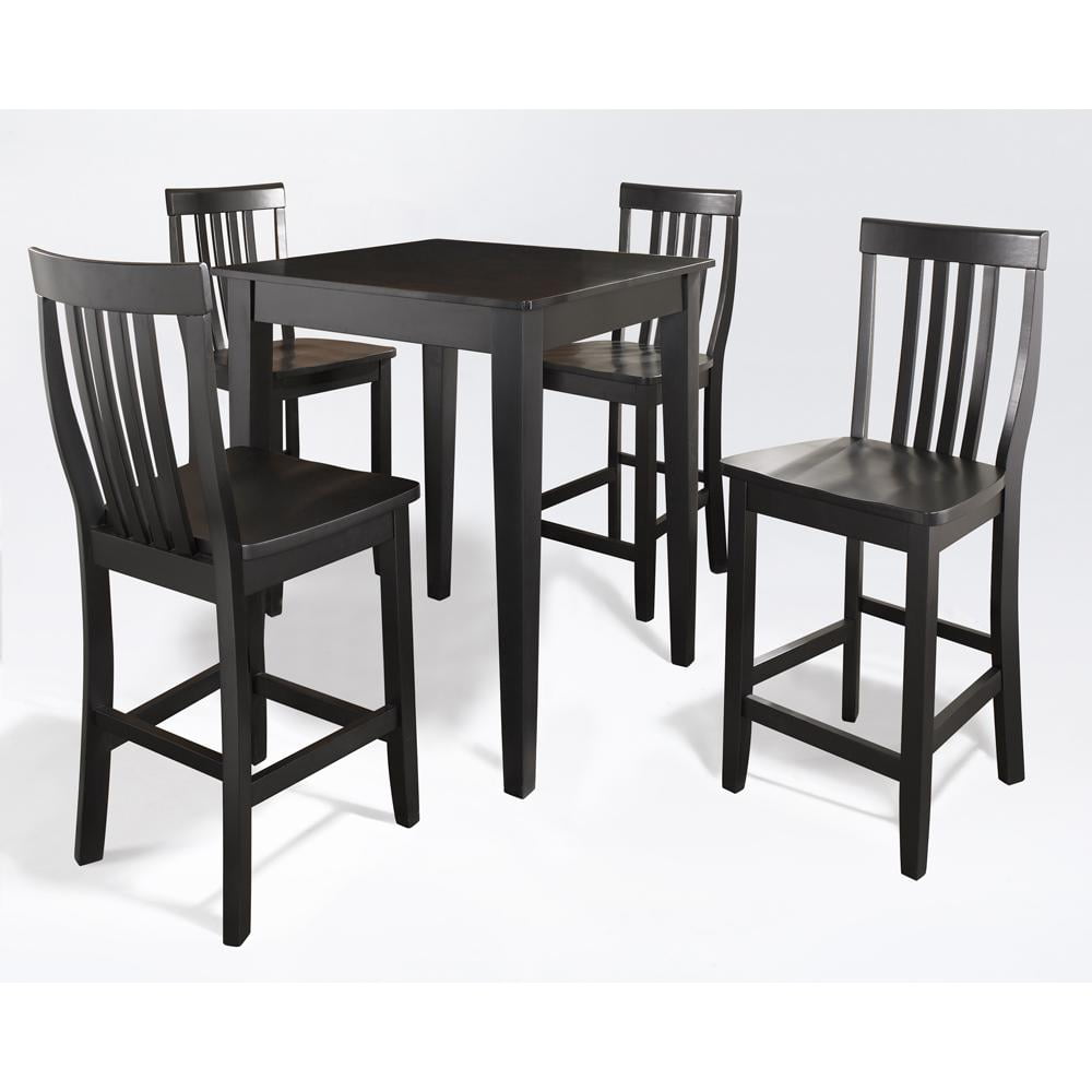 Classic 5-Piece Black Pub Dining Set with Counter Height Stools