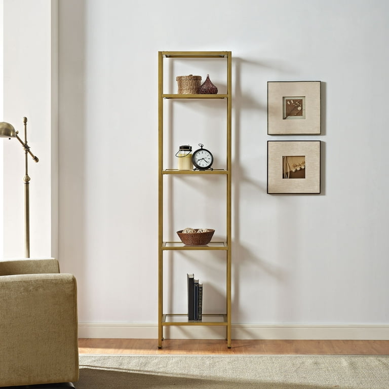 Crosley Furniture Aimee 4 Shelf Narrow Glass/Metal Etagere