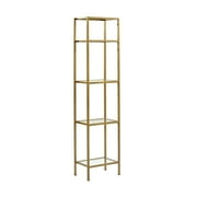 Crosley Furniture Aimee 4 Shelf Narrow Glass/Metal Etagere in Antique Gold