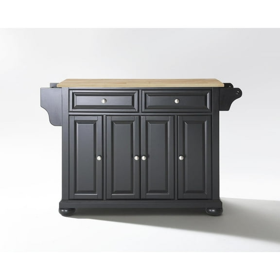 Crosley Furniture Alexandria Natural Wood Top Kitchen Island in Black