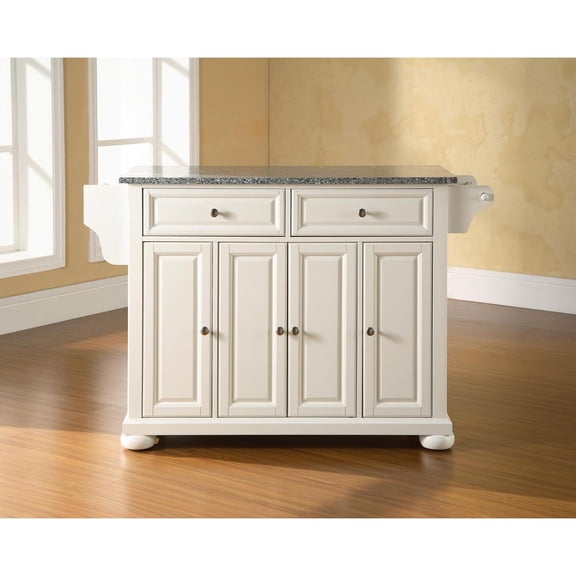 Crosley Furniture Alexandria Solid Granite Top Kitchen Island in White Finish