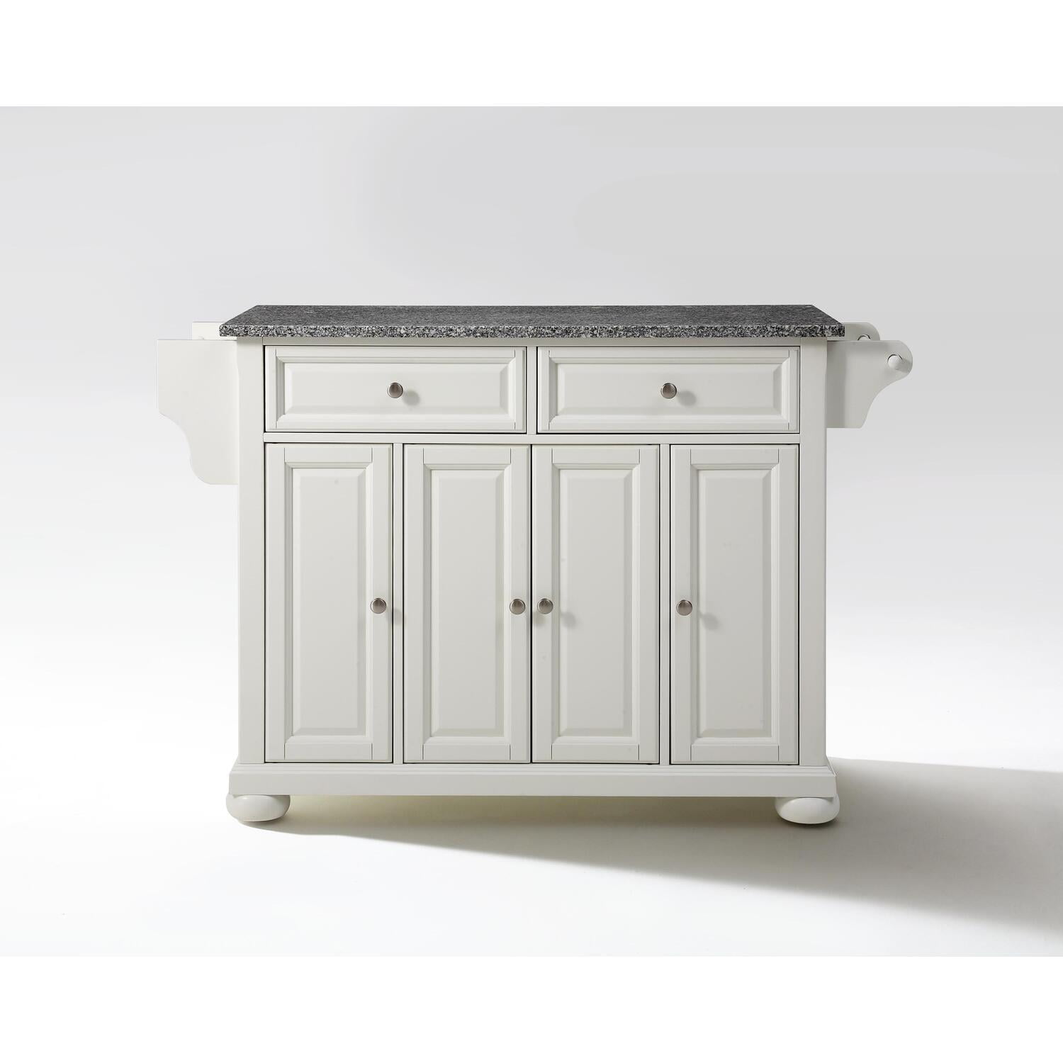 Alexandria White Kitchen Island with Gray Granite Top