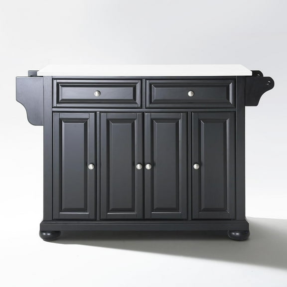 Crosley Alexandria Stone Top Full Size Kitchen Island/Cart Black/White-Color:Black