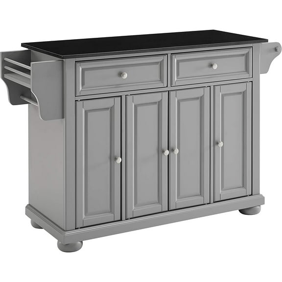 Crosley Furniture Alexandria Wood Granite Top Kitchen Island in Gray