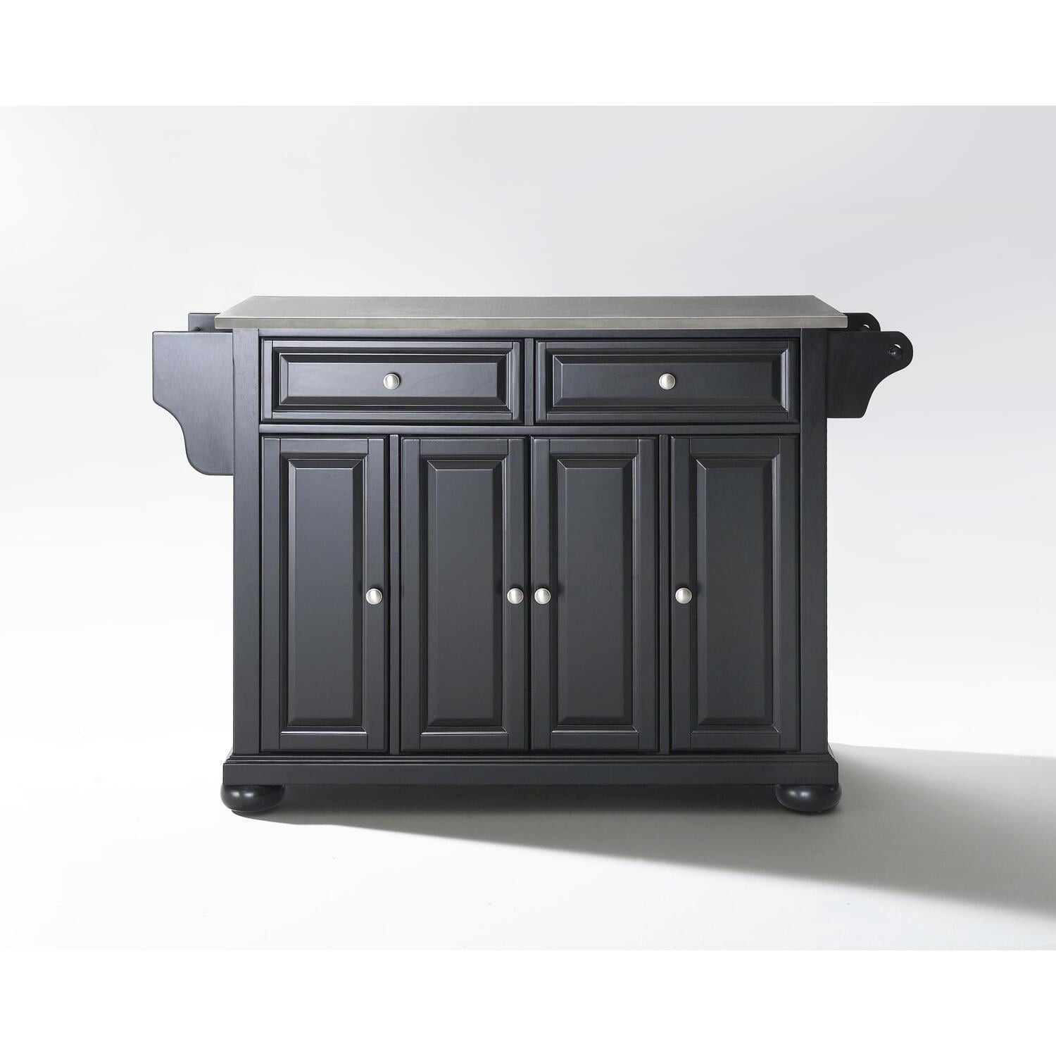 Black Stainless Steel Top Kitchen Island with Storage