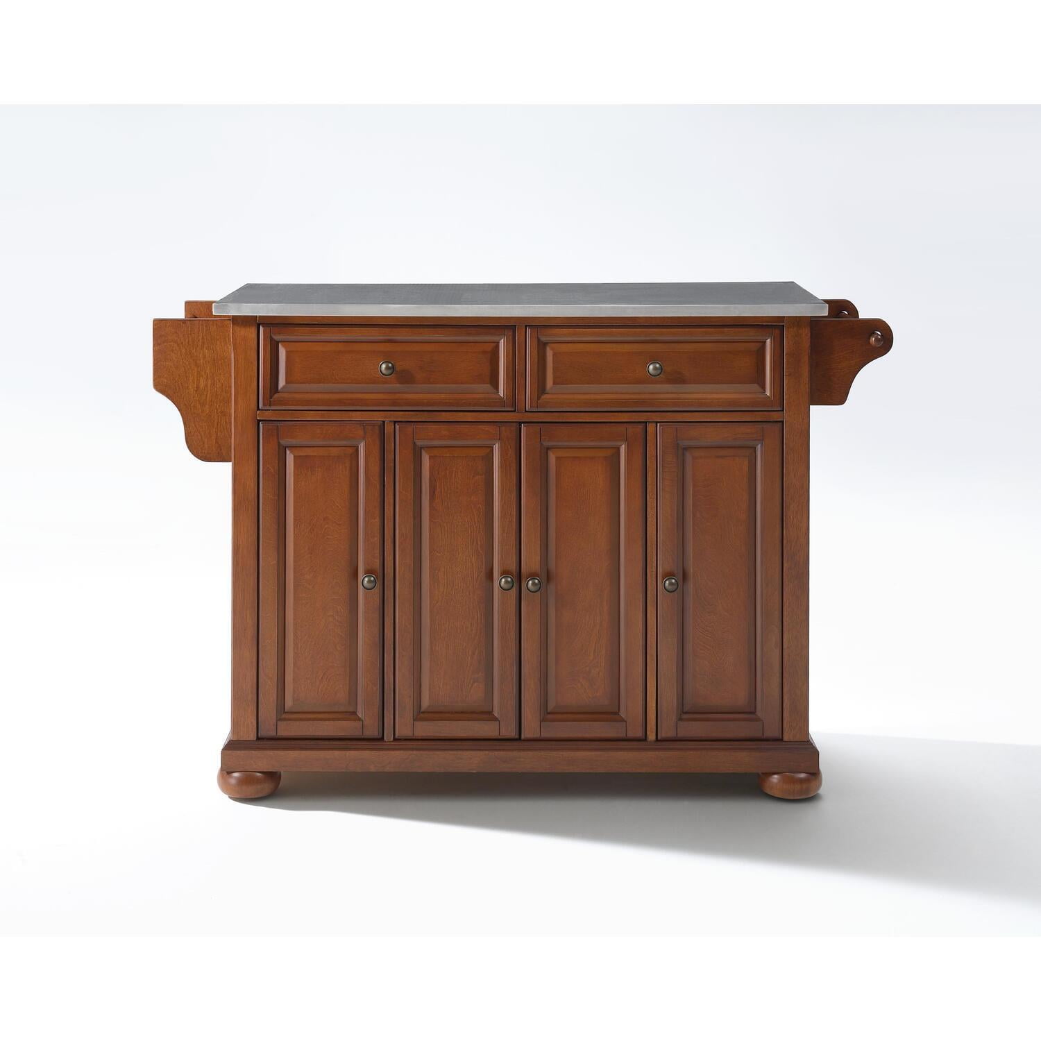 Classic Cherry Alexandria Kitchen Island with Stainless Steel Top