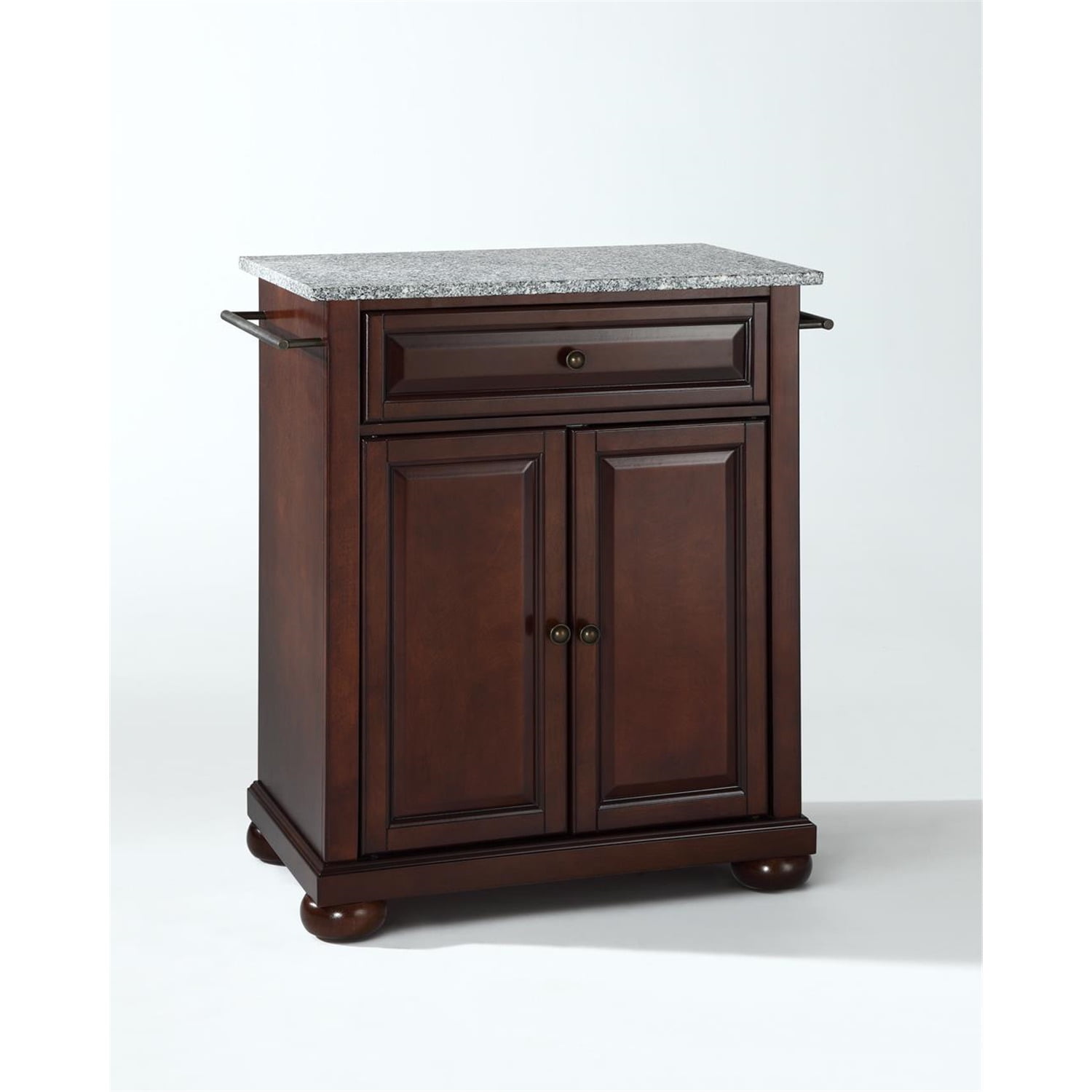 Crosley Furniture Alexandria Wood Portable Kitchen Island in Mahogany/Silver