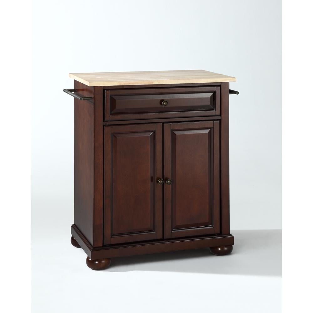 Alexandria Dark Brown Wood Top Portable Kitchen Island