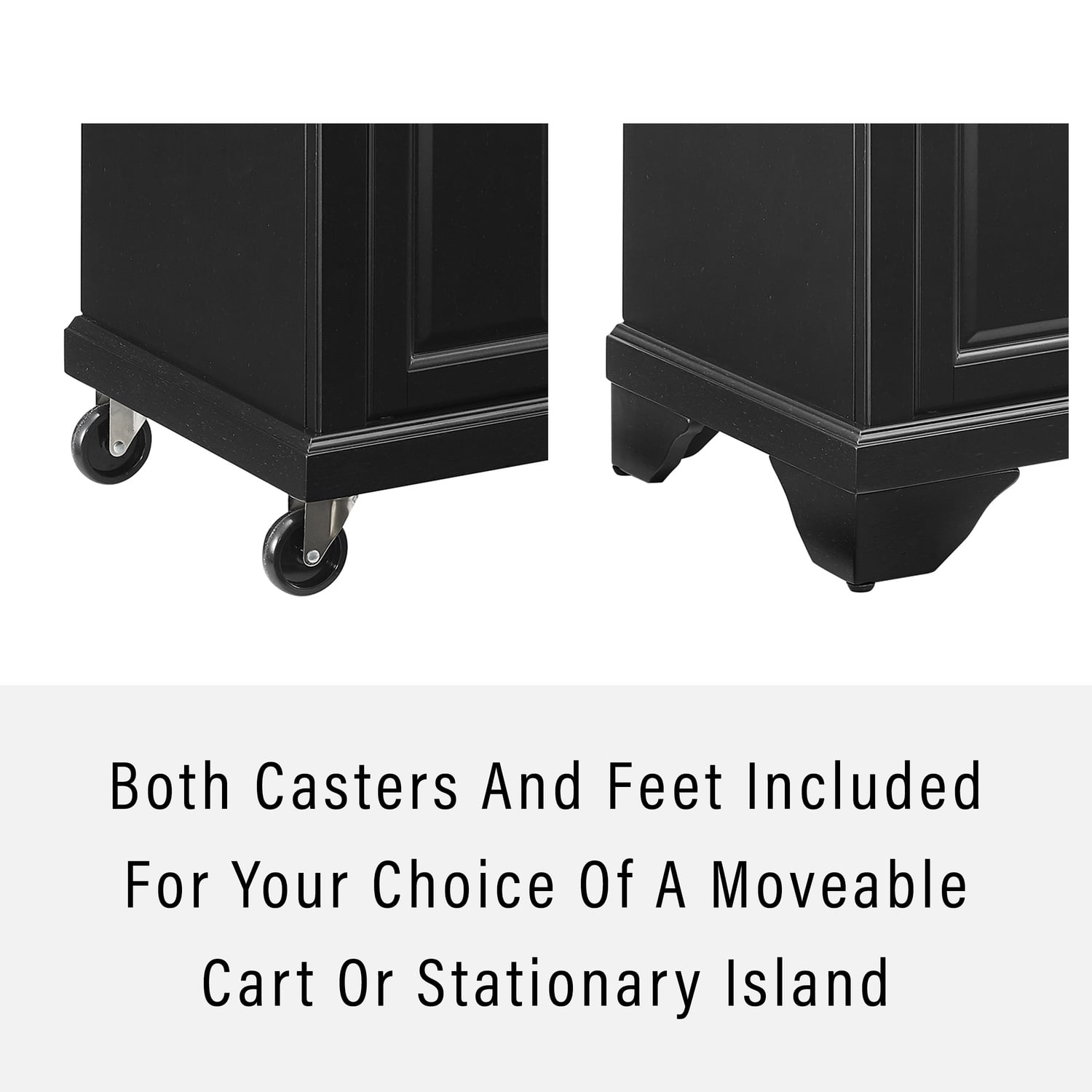 Avery Distressed Black Kitchen Island with Faux-Marble Top