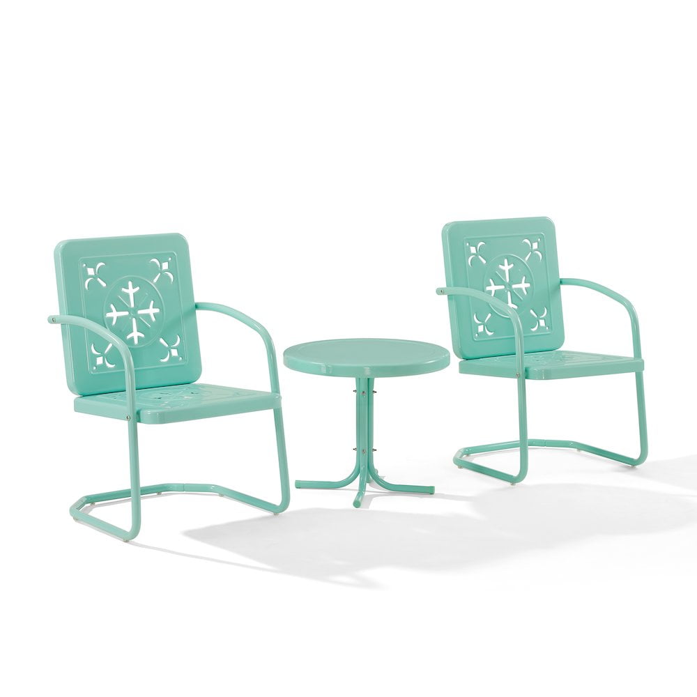 Crosley Furniture Azalea 3-Piece Retro Outdoor Chair Set- Side Table ...