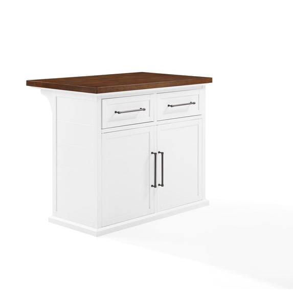 Crosley Furniture Bartlett Modern Wood Kitchen Island in White/Walnut