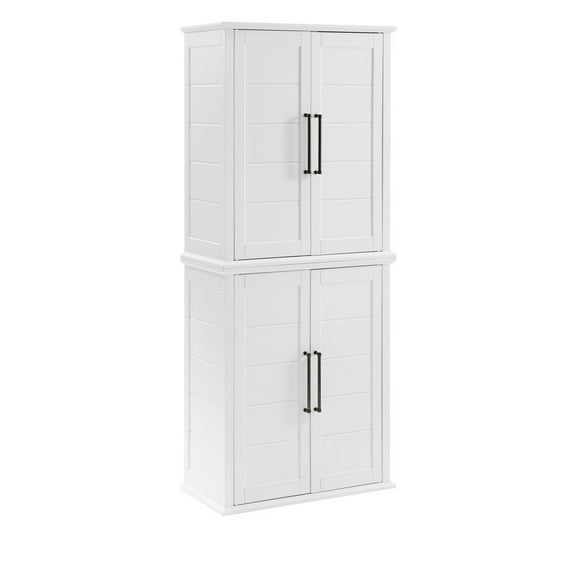Crosley Furniture Bartlett Wood Stackable Storage Pantry in White (Set of 2)
