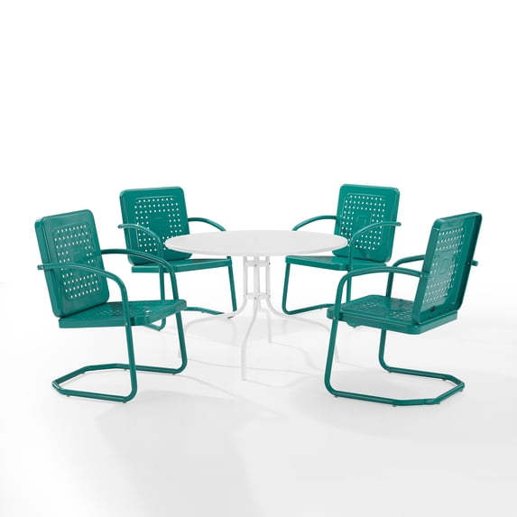 Crosley Furniture Bates 5 Piece Metal Outdoor Dining Set in Turquoise Gloss