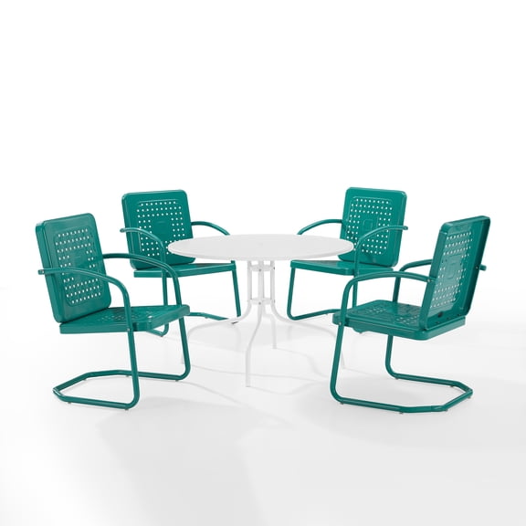Crosley Furniture Bates 5 Piece Metal Outdoor Dining Set in Turquoise Gloss