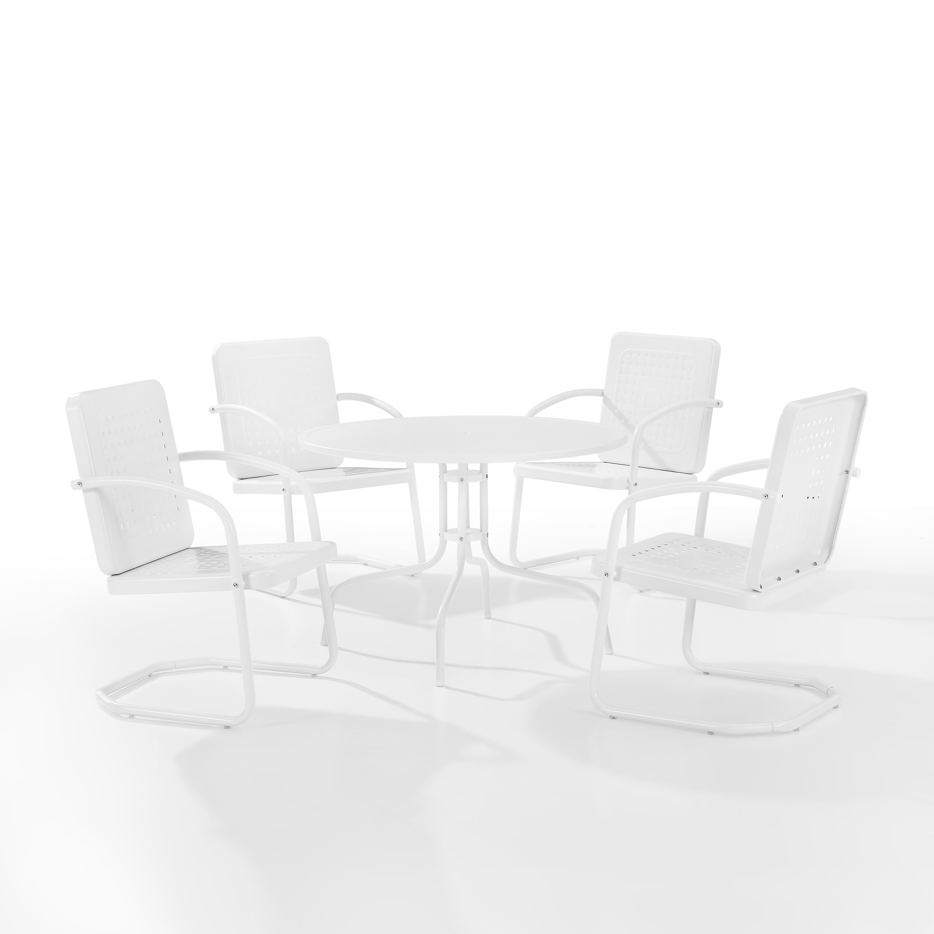 Bates White Gloss 5-Piece Metal Outdoor Dining Set